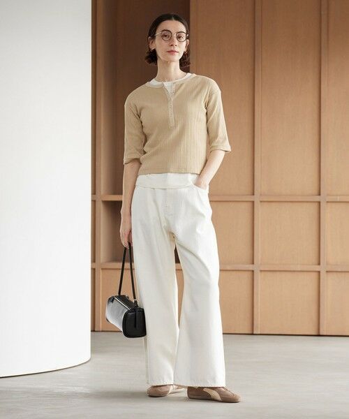 BEAUTY&YOUTH UNITED ARROWS / ビューティー&ユース ユナイテッドアローズ カットソー | 【WEB限定】ランダムリブ ヘンリーネック スナップ 5分袖Tシャツ | 詳細4