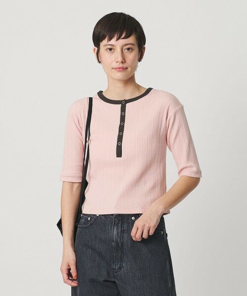 BEAUTY&YOUTH UNITED ARROWS / ビューティー&ユース ユナイテッドアローズ カットソー | 【WEB限定】ランダムリブ ヘンリーネック スナップ 5分袖Tシャツ | 詳細8