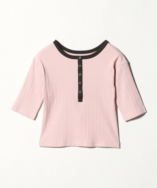 BEAUTY&YOUTH UNITED ARROWS / ビューティー&ユース ユナイテッドアローズ カットソー | 【WEB限定】ランダムリブ ヘンリーネック スナップ 5分袖Tシャツ（LT.PINK）