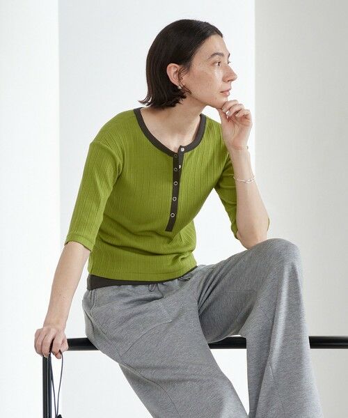 BEAUTY&YOUTH UNITED ARROWS / ビューティー&ユース ユナイテッドアローズ カットソー | 【WEB限定】ランダムリブ ヘンリーネック スナップ 5分袖Tシャツ | 詳細15