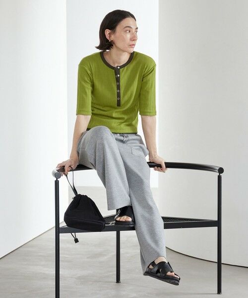 BEAUTY&YOUTH UNITED ARROWS / ビューティー&ユース ユナイテッドアローズ カットソー | 【WEB限定】ランダムリブ ヘンリーネック スナップ 5分袖Tシャツ | 詳細16