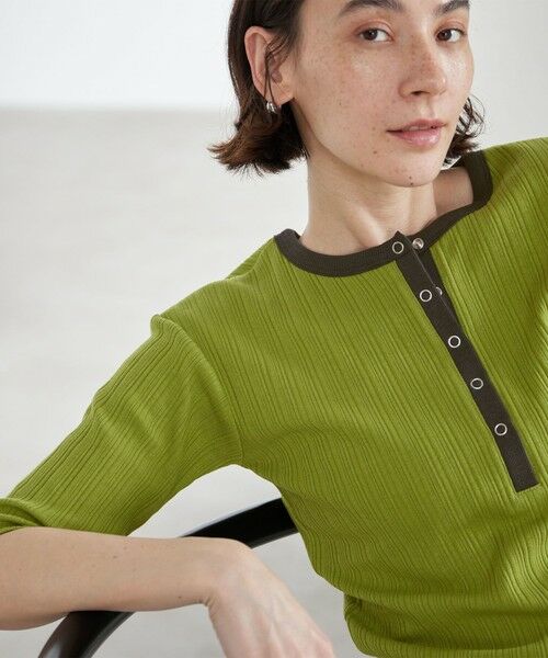 BEAUTY&YOUTH UNITED ARROWS / ビューティー&ユース ユナイテッドアローズ カットソー | 【WEB限定】ランダムリブ ヘンリーネック スナップ 5分袖Tシャツ | 詳細17