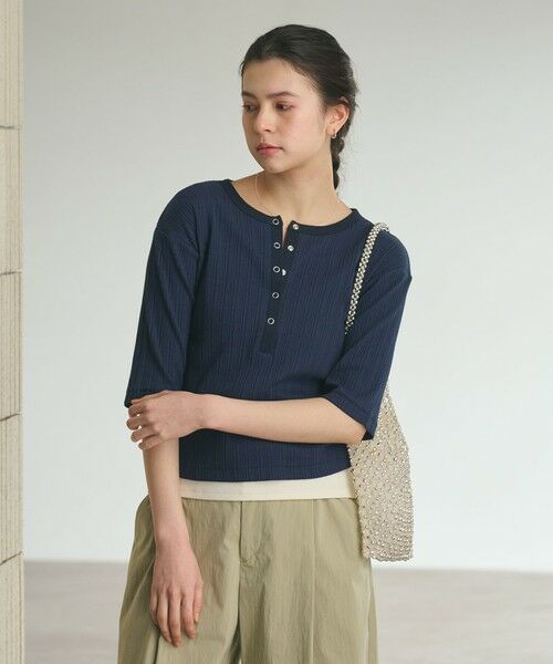 BEAUTY&YOUTH UNITED ARROWS / ビューティー&ユース ユナイテッドアローズ カットソー | 【WEB限定】ランダムリブ ヘンリーネック スナップ 5分袖Tシャツ | 詳細26