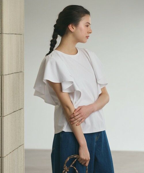 BEAUTY&YOUTH UNITED ARROWS / ビューティー&ユース ユナイテッドアローズ カットソー | 【WEB限定】ラッフル フリルスリーブプルオーバー 遮熱 吸水速乾（OFF WHITE）