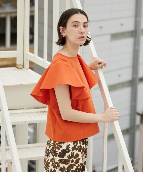 BEAUTY&YOUTH UNITED ARROWS / ビューティー&ユース ユナイテッドアローズ カットソー | 【WEB限定】ラッフル フリルスリーブプルオーバー 遮熱 吸水速乾（ORANGE）