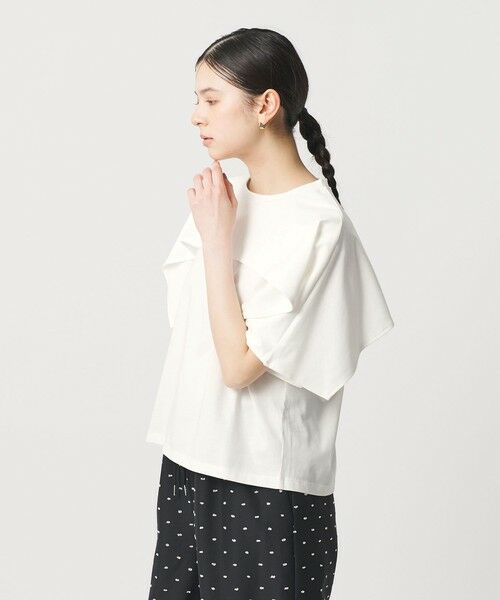 BEAUTY&YOUTH UNITED ARROWS / ビューティー&ユース ユナイテッドアローズ カットソー | 【WEB限定 Wardrobe DAILY MINIMAL】ケープフリル ショートスリーブプルオーバー UVカット 接触冷感（WHITE）