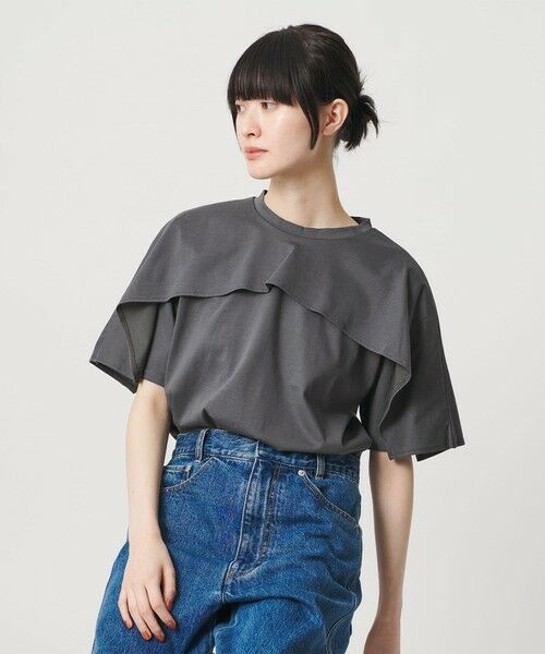 BEAUTY&YOUTH UNITED ARROWS / ビューティー&ユース ユナイテッドアローズ カットソー | 【WEB限定 Wardrobe DAILY MINIMAL】ケープフリル ショートスリーブプルオーバー UVカット 接触冷感（DK.GRAY）