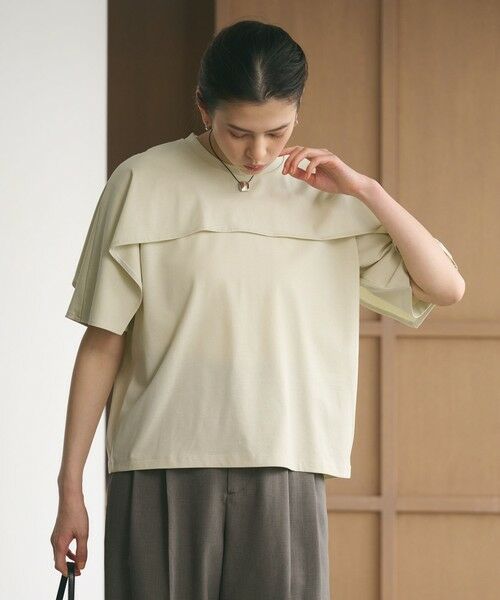BEAUTY&YOUTH UNITED ARROWS / ビューティー&ユース ユナイテッドアローズ カットソー | 【WEB限定 Wardrobe DAILY MINIMAL】ケープフリル ショートスリーブプルオーバー UVカット 接触冷感（BEIGE）