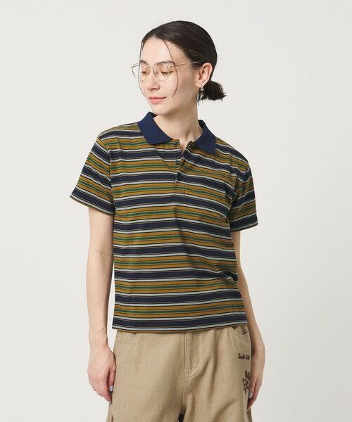 BEAUTY&YOUTH UNITED ARROWS / ビューティー&ユース ユナイテッドアローズ Tシャツ | 【WEB限定】マルチボーダー ポロカラーTシャツ（MD.BROWN）