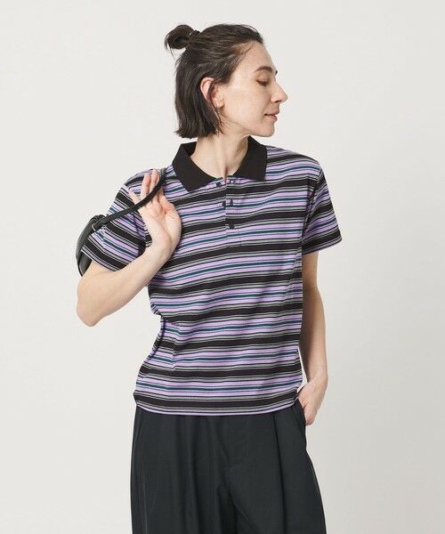 BEAUTY&YOUTH UNITED ARROWS / ビューティー&ユース ユナイテッドアローズ Tシャツ | 【WEB限定】マルチボーダー ポロカラーTシャツ（PURPLE）