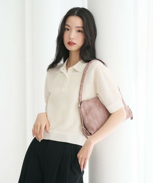 BEAUTY&YOUTH UNITED ARROWS / ビューティー&ユース ユナイテッドアローズ ニット・セーター | メッシュ ポロニット プルオーバー ウォッシャブル（OFF WHITE）