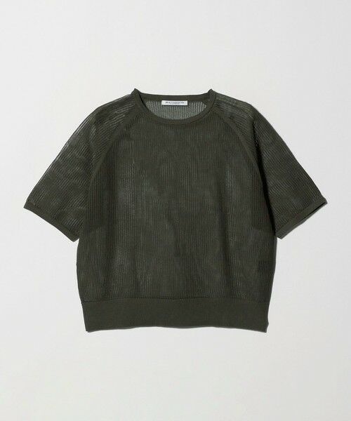 BEAUTY&YOUTH UNITED ARROWS / ビューティー&ユース ユナイテッドアローズ ニット・セーター | メッシュ ラグランスリーブ ニットプルオーバー ウォッシャブル（OLIVE）