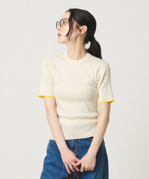 BEAUTY&YOUTH UNITED ARROWS / ビューティー&ユース ユナイテッドアローズ ニット・セーター | リブライン ショートスリーブ ニットプルオーバー ウォッシャブル | 詳細1