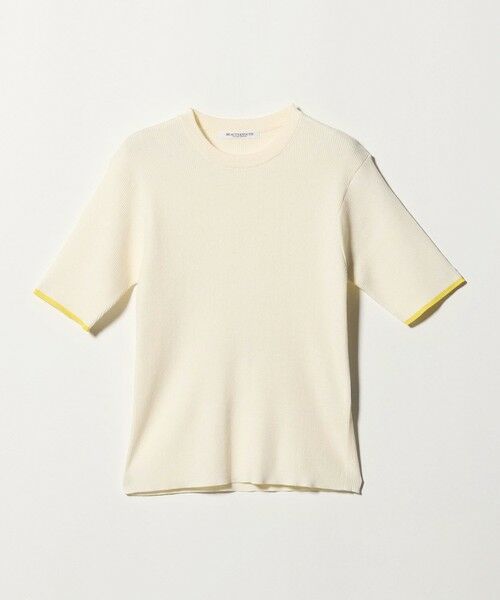 BEAUTY&YOUTH UNITED ARROWS / ビューティー&ユース ユナイテッドアローズ ニット・セーター | リブライン ショートスリーブ ニットプルオーバー ウォッシャブル（OFF WHITE）