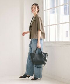 【WEB限定 Wardrobe DAILY MINIMAL】メランジ ハーフスリーブジャケット ウォッシャブル
