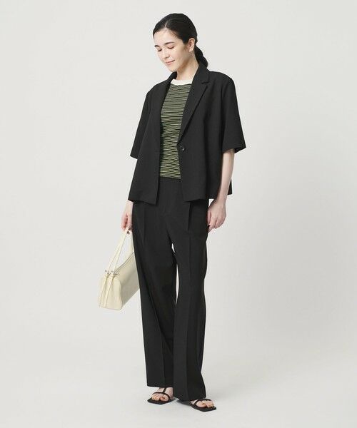 BEAUTY&YOUTH UNITED ARROWS / ビューティー&ユース ユナイテッドアローズ テーラードジャケット | 【WEB限定 Wardrobe DAILY MINIMAL】メランジ ハーフスリーブジャケット ウォッシャブル（BLACK）