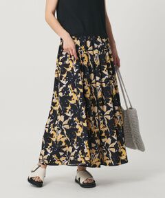 【WEB限定】フラワープリント タックスカート ウォッシャブル