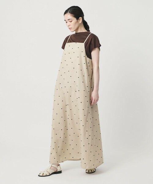 BEAUTY&YOUTH UNITED ARROWS / ビューティー&ユース ユナイテッドアローズ ミニ丈・ひざ丈ワンピース | 麻ブレンド ドット キャミワンピース | 詳細6