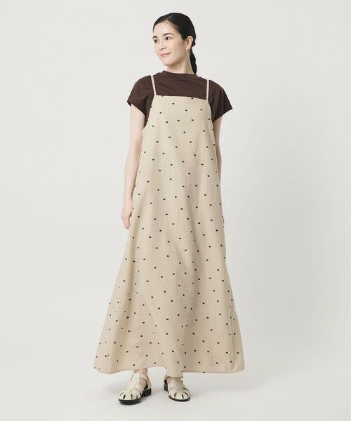 BEAUTY&YOUTH UNITED ARROWS / ビューティー&ユース ユナイテッドアローズ ミニ丈・ひざ丈ワンピース | 麻ブレンド ドット キャミワンピース | 詳細7