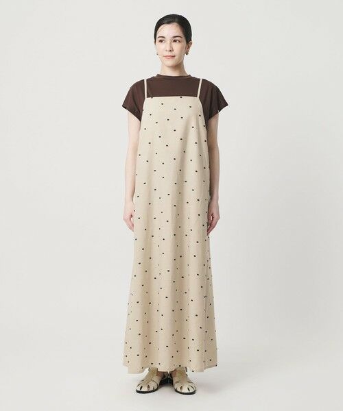 BEAUTY&YOUTH UNITED ARROWS / ビューティー&ユース ユナイテッドアローズ ミニ丈・ひざ丈ワンピース | 麻ブレンド ドット キャミワンピース | 詳細9