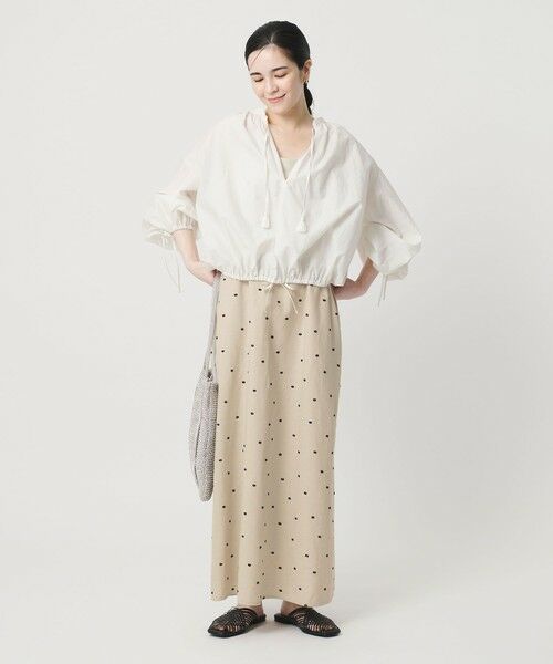 BEAUTY&YOUTH UNITED ARROWS / ビューティー&ユース ユナイテッドアローズ ミニ丈・ひざ丈ワンピース | 麻ブレンド ドット キャミワンピース（NATURAL）