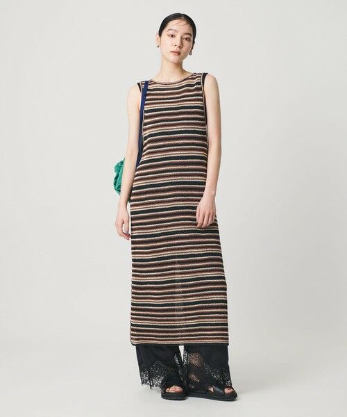 BEAUTY&YOUTH UNITED ARROWS / ビューティー&ユース ユナイテッドアローズ ロング・マキシ丈ワンピース | コットン メッシュ ボーダーワンピース | 詳細6