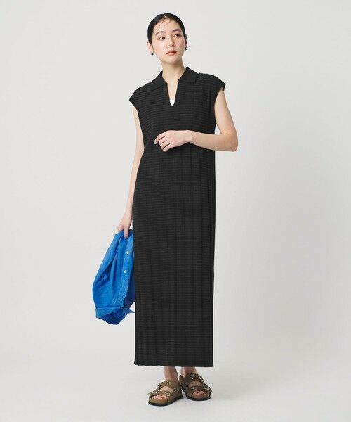 BEAUTY&YOUTH UNITED ARROWS / ビューティー&ユース ユナイテッドアローズ ロング・マキシ丈ワンピース | ボーダー スキッパー マキシワンピース（BLACK）