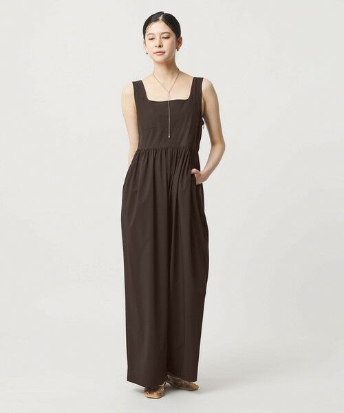 BEAUTY&YOUTH UNITED ARROWS / ビューティー&ユース ユナイテッドアローズ サロペット・オールインワン | 【WEB限定 Wardrobe DAILY MINIMAL】ギャザーノースリーブ オールインワン 接触冷感 UVカット はっ水（DK.BROWN）