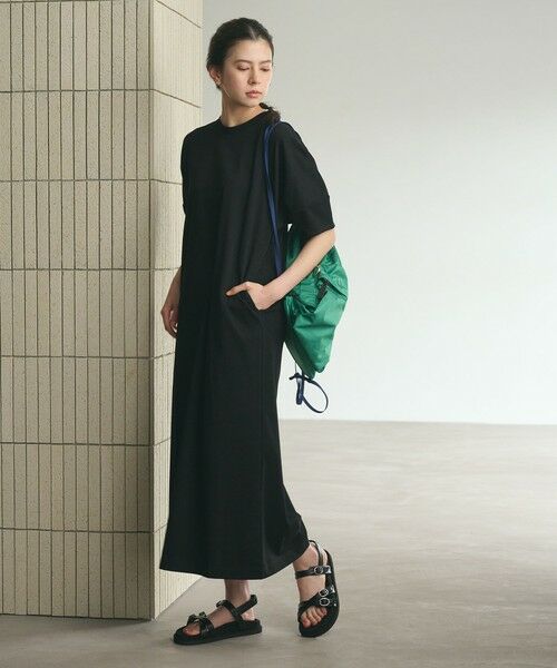 BEAUTY&YOUTH UNITED ARROWS / ビューティー&ユース ユナイテッドアローズ ロング・マキシ丈ワンピース | 【WEB限定 Wardrobe DAILY MINIMAL】パフスリーブ カットワンピース UVカット 接触冷感（BLACK）