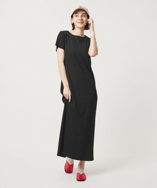 BEAUTY&YOUTH UNITED ARROWS / ビューティー&ユース ユナイテッドアローズ ロング・マキシ丈ワンピース | 【WEB限定】リブショートスリーブ カットソーワンピース（BLACK）