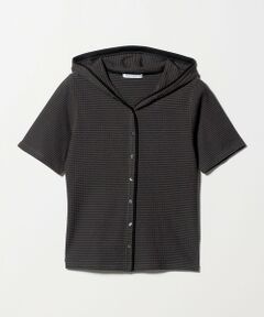 ボーダー＆ソリッド フード カーディガン