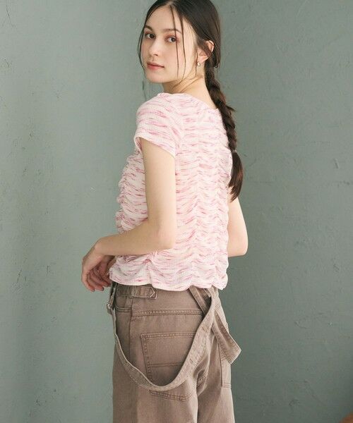 BEAUTY&YOUTH UNITED ARROWS / ビューティー&ユース ユナイテッドアローズ カットソー | 【WEB限定】カスリボーダー シャーリングトップス 2WAY（LT.PINK）