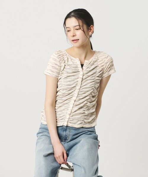 BEAUTY&YOUTH UNITED ARROWS / ビューティー&ユース ユナイテッドアローズ カットソー | 【WEB限定】カスリボーダー シャーリングトップス 2WAY | 詳細18