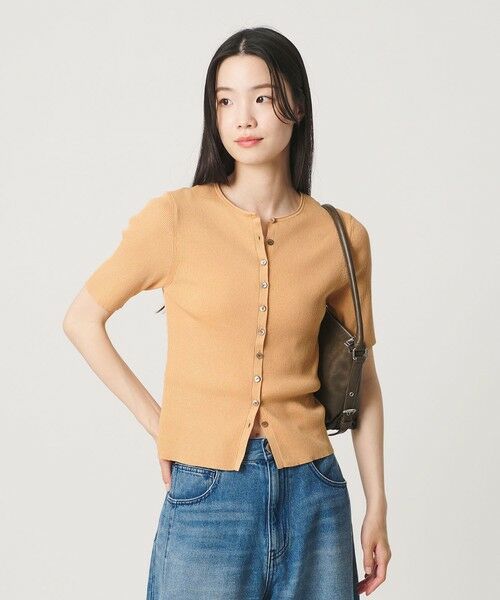 BEAUTY&YOUTH UNITED ARROWS / ビューティー&ユース ユナイテッドアローズ カーディガン・ボレロ | スパンコール ハーフスリーブ ２WAYカーディガン ウォッシャブル（SHERBET）