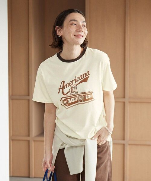 BEAUTY&YOUTH UNITED ARROWS / ビューティー&ユース ユナイテッドアローズ Tシャツ | 【WEB限定/別注】＜Americana＞リンガーTシャツ | 詳細1