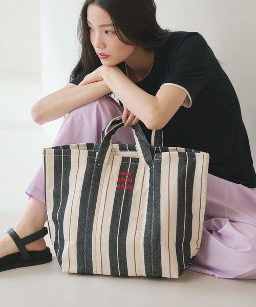 BEAUTY&YOUTH UNITED ARROWS / ビューティー&ユース ユナイテッドアローズ トートバッグ | 【別注】＜beej＞ストライプ 2WAY トートバッグ（BLACK）