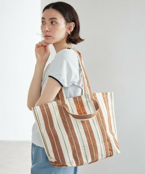 BEAUTY&YOUTH UNITED ARROWS / ビューティー&ユース ユナイテッドアローズ トートバッグ | 【別注】＜beej＞ストライプ 2WAY トートバッグ（MD.BROWN）