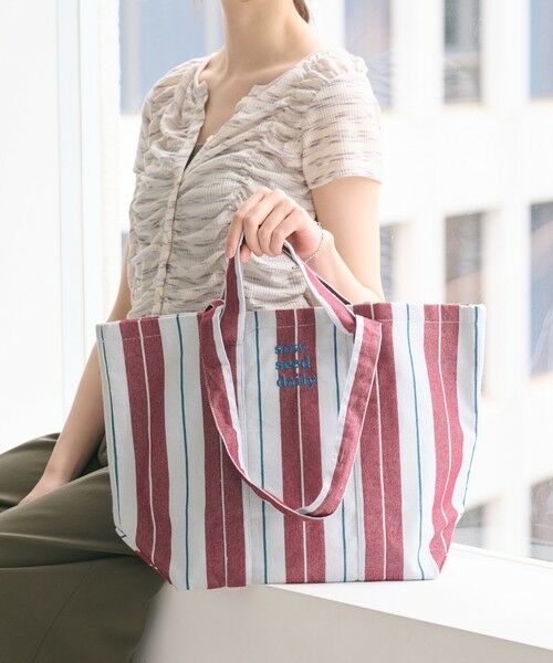 BEAUTY&YOUTH UNITED ARROWS / ビューティー&ユース ユナイテッドアローズ トートバッグ | 【別注】＜beej＞ストライプ 2WAY トートバッグ（WINE）