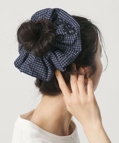 BEAUTY&YOUTH UNITED ARROWS / ビューティー&ユース ユナイテッドアローズ ヘアゴム・シュシュ | ＜heyep＞Pajama Check ロゴ シュシュ（NAVY）