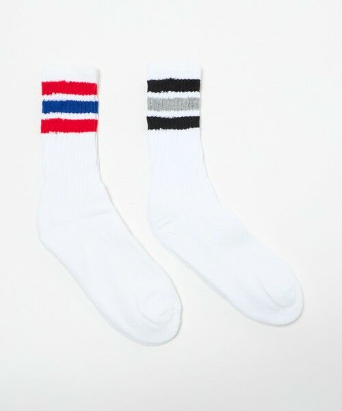 BEAUTY&YOUTH UNITED ARROWS / ビューティー&ユース ユナイテッドアローズ ソックス | ＜THE RAILROAD SOCK＞ラインソックス 2Pセット（RED）