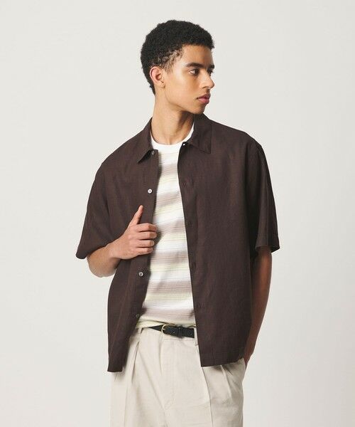 BEAUTY&YOUTH UNITED ARROWS / ビューティー&ユース ユナイテッドアローズ シャツ・ブラウス | HI-LINE シュリンク リネン ハーフ スリーブ シャツ（DK.BROWN）