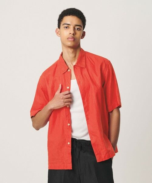 BEAUTY&YOUTH UNITED ARROWS / ビューティー&ユース ユナイテッドアローズ シャツ・ブラウス | HI-LINE シュリンク リネン ハーフ スリーブ シャツ（RED）