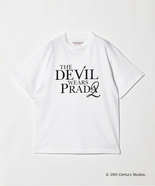 BEAUTY&YOUTH UNITED ARROWS / ビューティー&ユース ユナイテッドアローズ カットソー | 【別注】＜プラダを着た悪魔2＞ ロゴ プリント Tシャツ（WHITE）