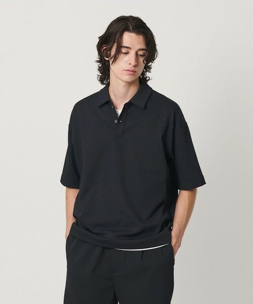 BEAUTY&YOUTH UNITED ARROWS / ビューティー&ユース ユナイテッドアローズ カットソー | Air Dobby ワイドテーパード ポロシャツ ヨコストレッチ 吸水速乾 ウォッシャブル（BLACK）