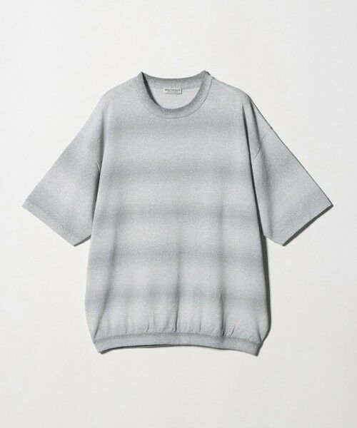 BEAUTY&YOUTH UNITED ARROWS / ビューティー&ユース ユナイテッドアローズ ニット・セーター | シアー オンブレ ボーダー クルーネック Tシャツ ウォッシャブル（LT.GRAY）