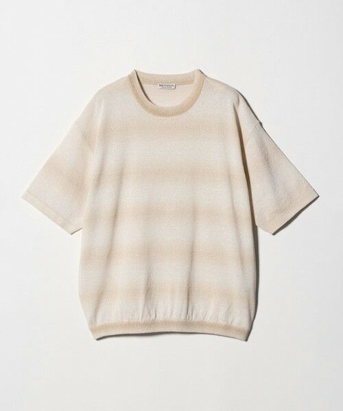 BEAUTY&YOUTH UNITED ARROWS / ビューティー&ユース ユナイテッドアローズ ニット・セーター | シアー オンブレ ボーダー クルーネック Tシャツ ウォッシャブル（BEIGE）