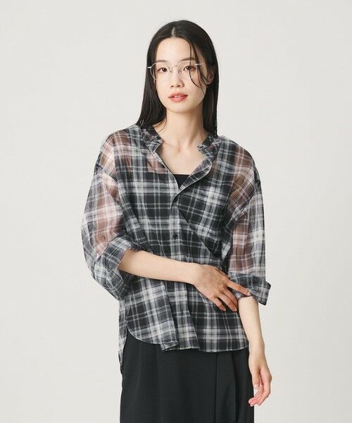 BEAUTY&YOUTH UNITED ARROWS / ビューティー&ユース ユナイテッドアローズ シャツ・ブラウス | 【WEB限定】オンブレーチェック シアーバンドカラーシャツ ウォッシャブル | 詳細1