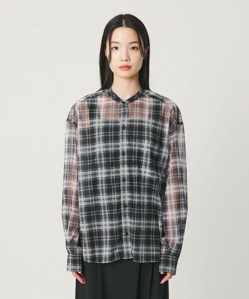 BEAUTY&YOUTH UNITED ARROWS / ビューティー&ユース ユナイテッドアローズ シャツ・ブラウス | 【WEB限定】オンブレーチェック シアーバンドカラーシャツ ウォッシャブル | 詳細4