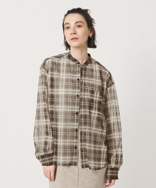 BEAUTY&YOUTH UNITED ARROWS / ビューティー&ユース ユナイテッドアローズ シャツ・ブラウス | 【WEB限定】オンブレーチェック シアーバンドカラーシャツ ウォッシャブル | 詳細14