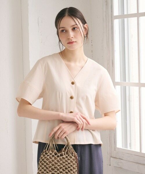BEAUTY&YOUTH UNITED ARROWS / ビューティー&ユース ユナイテッドアローズ シャツ・ブラウス | カーブスリーブ Vネック ブラウス UVカット 防シワ ウォッシャブル | 詳細1